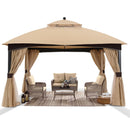 ABCCANOPY Outdoor Gazebo 11x13 with Netting - Double Roof Patio Gazebos for Backyard Garden Deck Lawn, Beige