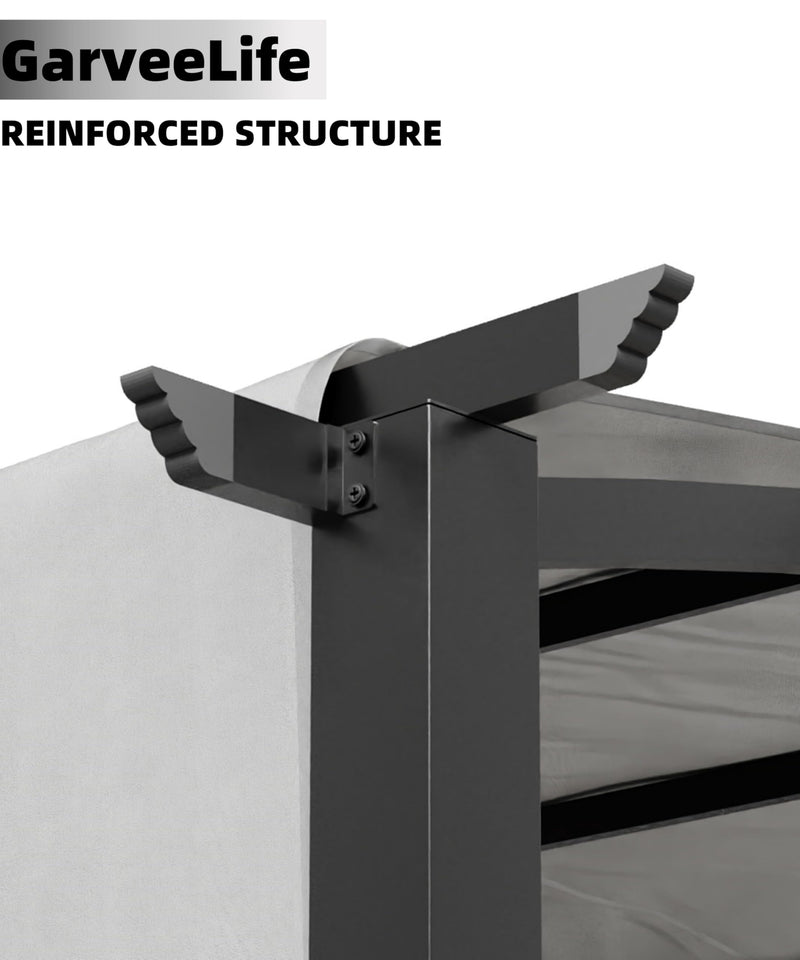 GarveeLife 12 x 9 Ft Outdoor Arched Pergola, Metal Pergola with Retractable Canopy, Arched Style Gazebos for Backyards, Lawn, Patios (Gray)