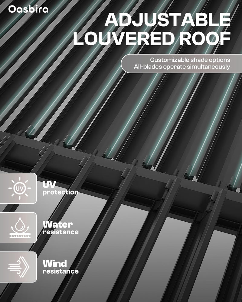 Louvered Pergola, 10 x 10 Aluminum Pergola, Outdoor Modern Design with Adjustable Roof and Hidden Drainage System, Durable for Gardens,Garden Yard, Deck (Dark Gray, 10x10)