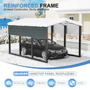 SENYUN Heavy Duty Metal Carport, 10X15 FT Waterproof Carport Canopy with Galvanized Steel Frame and Roof Sunshade Garage Car Shelter for Trucks, Boats, Tractors