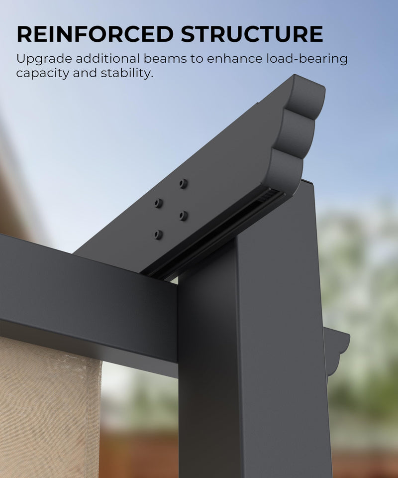 GAOMON 10x10 Ft Outdoor Aluminum Pergola with Upgraded Retractable Canopy, Outdoor Shelter Suitable for Gardens, Backyard, Lawn, Deck - Khaki.