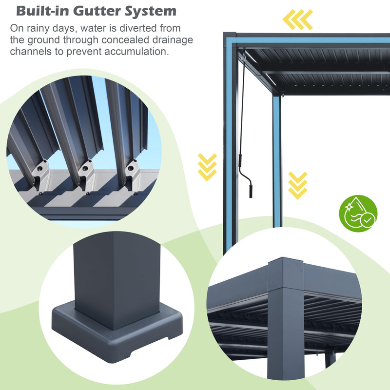 Sunnyglade Patio Pergola Canopy Modern Aluminum Pergola with Adjustable Louvered Gazebo for BBQ, Backyard,Party, Lawn,Garden (Dark Gray, 10x13FT)