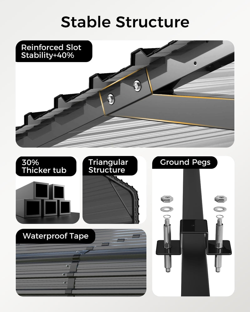 Mars Explo 12x20FT Heavy Duty Metal Carport Kit, Galvanized Permanent Shelter for Pickup Trucks, Tractors, RVs - Extra Sturdy Frame with Enhanced Anchoring System & Snow Load Capacity