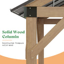 LUXOAK 10x12 ft Wood Gazebo, Hardtop Pergola with Steel Gable Roof, Outdoor Gazebo with Guest House for Garden, Porch, Patio, Black + Natural Wood