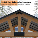 AMERLIFE 13x15 ft Spruce Wood Gazebo, Outdoor Gazebo with Bar Storage, Hardtop Wooden Paviloinwith Metal Steel Gable Roof, Patio, Garage, Black + Natural Wood