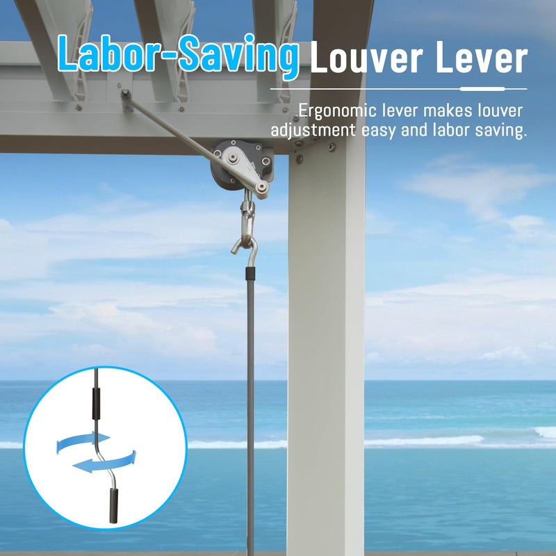 Domi Louvered Pergola 10' x 10' Outdoor Aluminum Pergola with Adjustable Roof, Aluminum Frame, Efficient Drainage System for Patio, Deck, Garden, White