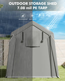 10 x 15 ft Portable Carport, Storage Shed with Heavy Duty Waterproof Tarp & 2 Roll-Up Zipper Doors, Ideal Tent for Motorcycles, Bikes, Garden Tools, and Firewood