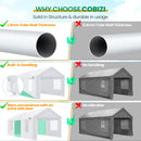 COBIZI Carport Canopy 12x20 Heavy Duty Portable Garage with Removable Sidewalls & Doors, Galvanized Frame Car Port Canopy Tent with Built-in Sandbags & All-Season Tarp for Car Boat Truck, White