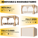 UPHYB Louvered Pergola 12x12ft, Adjustable Aluminum Pergola with Waterproof Curtains and Nets, Sun & Rain Shade for Patio, Modern DIY Outdoor Living Upgrade, Woodgrain