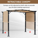 Outsunny 8' x 10' Retractable Pergola Canopy Steel Frame Polyester Fabric Gazebo with Retractable Canopy Shade Awning
