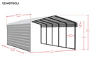 Arrow Carports Galvanized Steel Carport, with 1-Sided Enclosure, Compact Car Metal Carport Kit, 12' x 24' x 7', Eggshell