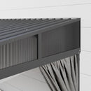 Homsee 12x14 FT Wall Mounted Gazebo with Curtains & Netting, Hardtop Lean to Gazebo with Galvanized Iron Roof & Aluminum Frame, Outdoor Pergola for Patio, Deck, Backyard, Black