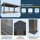 YOLENY 10x20ft Louvered Pergola, Outdoor Pergola with Adjustable Rainproof Roof, Aluminum Gazebo with 6 Panels Pull-Down Screen for Patio, Lawn, Garden, Backyard, Deck, Dark Gray