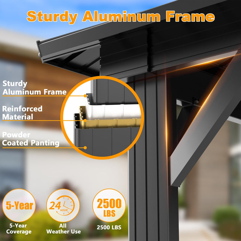 HOTEEL 10x12 Hardtop Gazebo Hot Tub Gazebo with Flame-Retardant Curtain Netting, Heavy Duty Pavilion with Galvanized Steel Double Roof, Aluminum Frame Outdoor Canopy for Patio and Party (Upgraded 3.0)