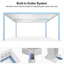 PURPLE LEAF Louvered Pergola 12' x 16' Outdoor White Aluminum Pergola with Fixed Shutter Wall Adjustable Roof Gazebo for Patio Backyard, 1 Long Side and 1 Short Side