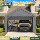 EROMMY 12' x 24' Heavy Duty Carport，Portable Garage with UV Protection & Steel Frame, Car Port with Removable Sidewalls, All-Season Car Canopy for Tractor, Truck, Boat, Outer Gray and Inner White