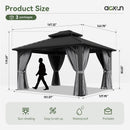Aoxun 12'x14' Hardtop Gazebo, Aluminum Frame Canopy with Double Galvanized Steel Roof, Outdoor Metal Pavilion with Netting, Curtains for Backyard, Patio and Deck