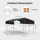Heavy Duty Metal Carport, Reinforced Frame and Roof for All-Weather, Outdoor Galvanized Car Port with Enhanced Base for Car, Boats (Gray, 12x20 FT)