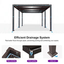 PURPLE LEAF 11' x 21' Louvered Pergola Outdoor Adjustable Louvre Shade Modern Patio Aluminum Pergola with Retractable Roof for Deck Backyard Garden Hardtop Gazebo