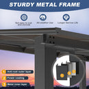 MEISSALIVVE 10' x 14' Pergola with Sloped Roof, Lean to Metal Awning for Outdoor Patio, Deck, Black