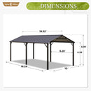 Sophia & William Carport Car Port Metal Canopy 10x20 ft Heavy Duty for Snow, Portable Garage Kit Shed Tent Shelter Metal Frame All Weather Outdoor for Boat with Anti-Leak Seam Taped, Dark Grey