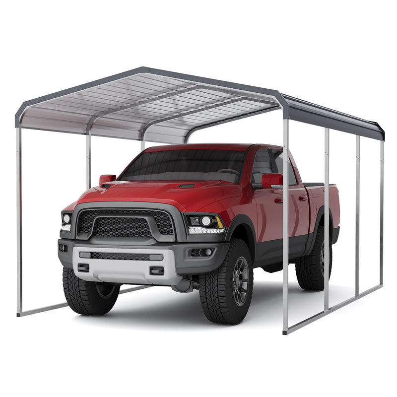 10x15 FT Metal Carport Shed,Heavy Duty Carport with Galvanized Steel Roof & Frame, Permanent All-Weather Shelter for Cars, Motorcycles, ATV, Boats, and Tractors
