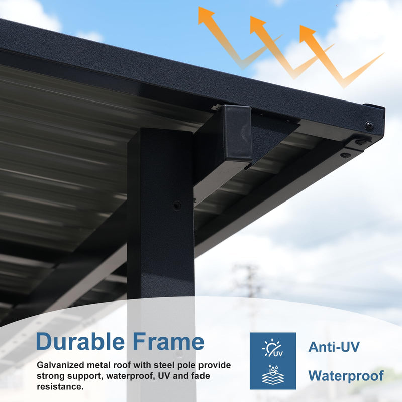 COBANA 10' x 14' Large Gazebo, Hardtop Wall Mounted Lean to Gazebo Pergola with Metal Roof for Patio, Deck, Backyard