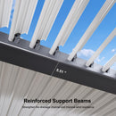 PURPLE LEAF Louvered Pergola 10' x 12' Patio Aluminum Pergola with White Adjustable Rainproof Roof Grey Frame Hardtop Gazebo for Outside Deck Backyard