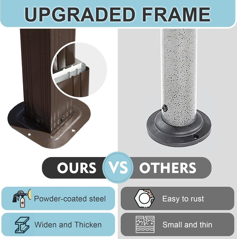 6x10FT Hardtop Grill Gazebo, Outdoor BBQ Gazebo with Double Galvanized Steel Roof, Patio Grill Canopy with 2 Storage Cabinets and Ceiling Hooks for Backyard, Lawn, Garden,Brown