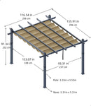 GarveeLife 10x13 Ft Aluminum Pergola, Outdoor Metal Pergola with Adjustable Canopy, Reinforced Frame Outdoor Shelter for Backyard, Garden and Deck - Khaki