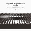 PURPLE LEAF Outdoor 10' × 14' Louvered Pergola with Roller Blinds Patio Adjustable Aluminum Canopy Retractable Metal Roof for Deck Outside Backyard Hardtop Gazebo Sun Shade, 2 Short and 1 Long Side