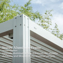 Domi Outdoor Louvered Pergola 10x16FT with Adjustable Steel Roof, Outdoor Aluminum Structure Rainproof Pergola for Backyard, Garden and Lawn,White