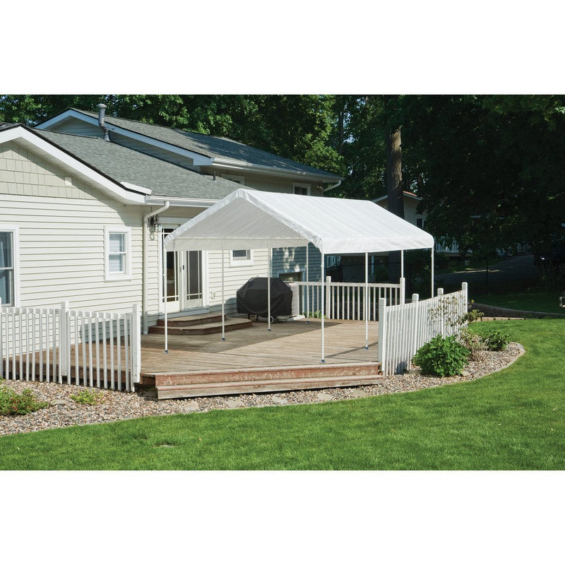 ShelterLogic 10' x 20' MaxAP Canopy Series Compact Outdoor Easy to Assemble Steel Metal Frame Canopy with 50+ UPF Sun Protection and Waterproof Cover, white (23522)