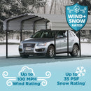 Arrow Carports Galvanized Steel Carport, Full-Size Metal Carport Kit, 12' x 24' x 9', Charcoal