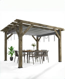 KYBOLT 10 X 12 Ft Wood Pergola with Retractable Sunshade Canopy, Solid Structure, Outdoor Pergola for Deck, Garden, Backyard - Charcoal Gray