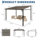 Garvee 10x12 Ft Outdoor Lean to Gazebo, Wall Mounted Patio Hardtop Gazebo Pergola with Polycarbonate Roof, Upgraded Steel Frame Hardtop Pavilion for Patio, Garden, Lawn, Deck