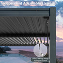 SHPAI 10’ x 16’ Louvered Pergola, Outdoor Pergola Aluminum Frame with Adjustable Rainproof Metal Roof, Permanent Sun Shade with Drainage System for Backyard, Garden and Lawn (Grey)