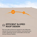 Sunjoy 10 x 12 ft Wall Mounted Gazebo with Weather Resistant Fabric Roof, Black Aluminum & Metal Frame Lean to Gazebo with Curtains and Netting