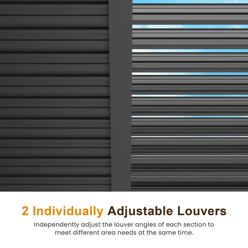 Louvered Pergola 10'x12', Full Aluminum Outdoor Pergola with Adjustable Rainproof and Gutter System, Hardtop Gazebo for Patio, Deck, Garden, Yard, Black