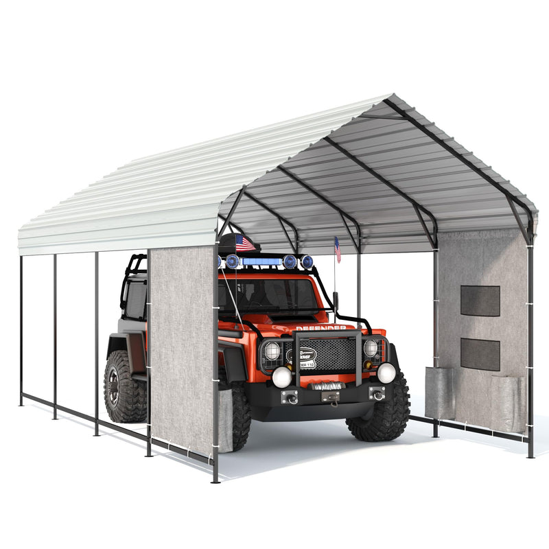 Prime Garden 10'x20'x10' Metal Carport, Heavy Duty Car Port with Enhanced Base Garage, Thickened Outdoor Galvanized Car Shelter for Car, Boats and Truck