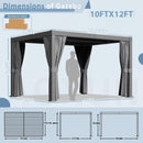 Aoxun Louvered Pergola 10 x 12ft Outdoor Aluminum Pergola with Adjustable Roof for Gardens, Decks and Backyards, Gray