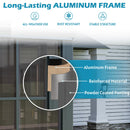 EROMMY 10' x 16' Sunroom, Wall Mounted Gazebo Solarium with Aluminum Frame, Polycarbonate Roof, Permanent Sun Room with Sliding Doors, Lockable PC Screen Walls, Lean to Gazebo for Garden, Patio, Grey