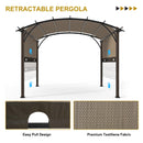 COOS BAY Outdoor Patio Pergola 11.4x11.4 ft with Retractable Textilene Canopy Top, Metal Frame Sun Shade for Backyard, Garden, Porch and Deck, Beige