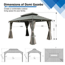 Domi 10x14FT Hardtop Gazebos, Aluminum Metal Gazebo with Galvanized Steel Double Roof Canopy, Curtain and Netting, Permanent Gazebo Pavilion for Patio, Backyard, Deck and Lawn, Grey
