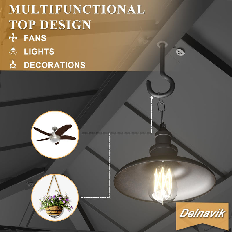 Kurapika 12' x 20' Hardtop Outdoor Metal Gazebo with Galvanized Steel Double Roof Canopy, Curtain and Netting, Aluminum Permanent Pavilion Gazebo, Navy Blue