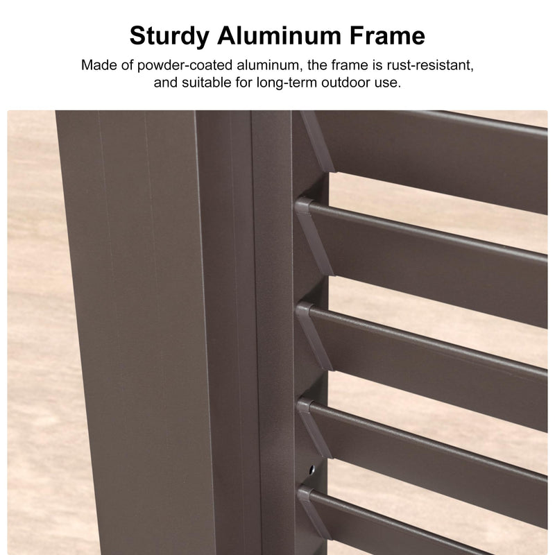 PURPLE LEAF Outdoor 12' × 14' Louvered Pergola with 12FT Detachable Louver Wall Patio Adjustable Aluminum Canopy Retractable Metal Roof for Deck Outside Backyard Hardtop Gazebo Sun Shade