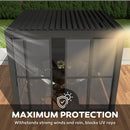 Mirador Accessory - 10' Sliding PC Door with Handle for Pergola 111 Series, 4-Piece Detachable Moveable Door, Easy Install Windproof UV-Resistant, Charcoal, not pergola