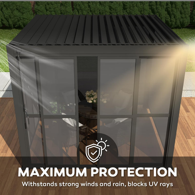 Mirador Accessory - 10' Sliding PC Door with Handle for Pergola 111 Series, 4-Piece Detachable Moveable Door, Easy Install Windproof UV-Resistant, Charcoal, not pergola