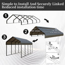 10x20 FT Metal Carport Heavy Duty with Galvanized Steel Roof & Frame, All-Weather Portable Car Garage Canopy Shelter for Cars, Safe Boat Cover Car Ports for Yard