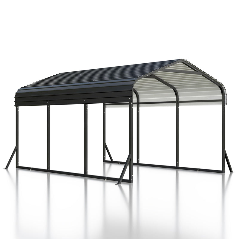 VIWAT Carport 10x15 FT, Metal Carport with Enhanced Base, Outdoor Heavy Duty Garage Galvanized Car Shelter for Pickup, Car, Boat and Tractors